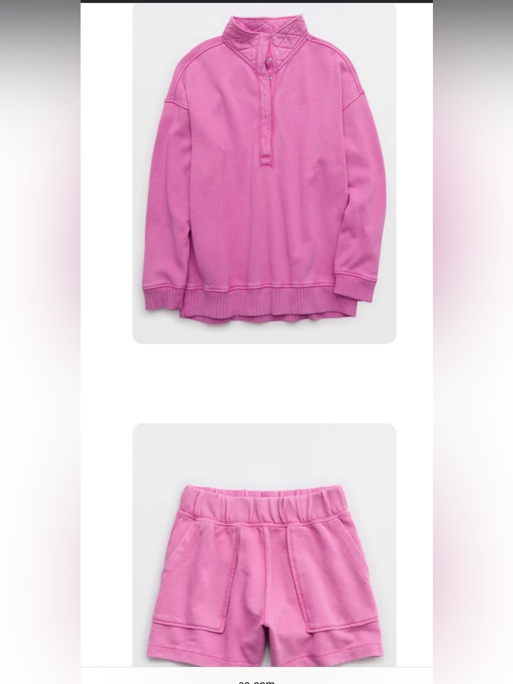 Aerie Oh Snap! Sweatshirt & Go-To Fleece Short Set - Hot Fuchsia
